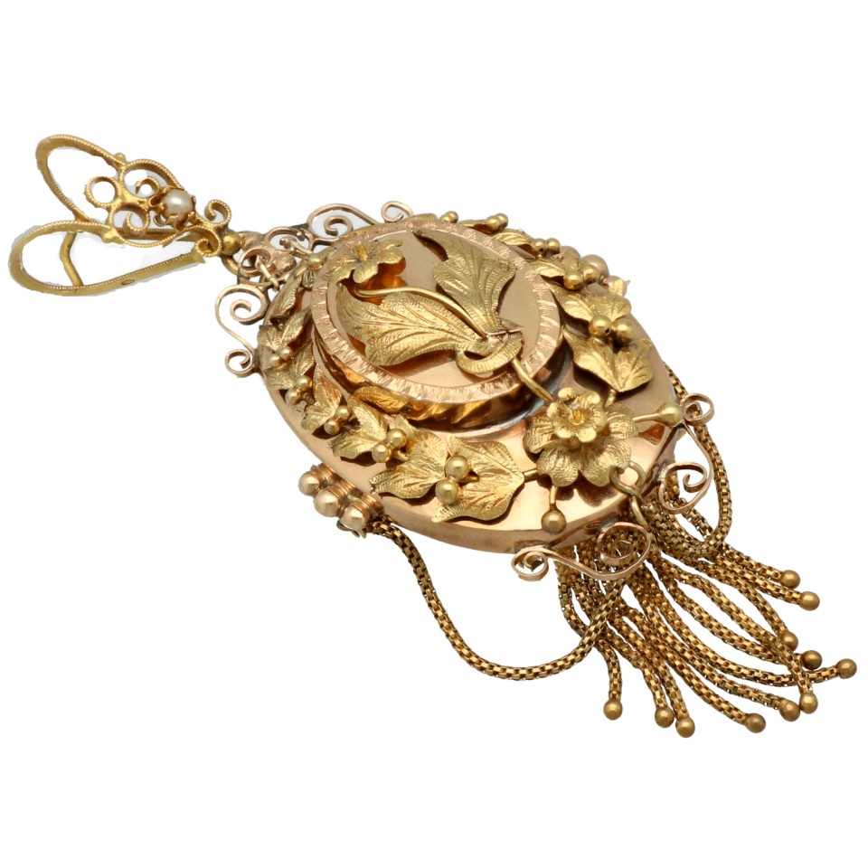 zondaar zonne Bevestiging Antiek gouden Broche/Hanger ca. 1875