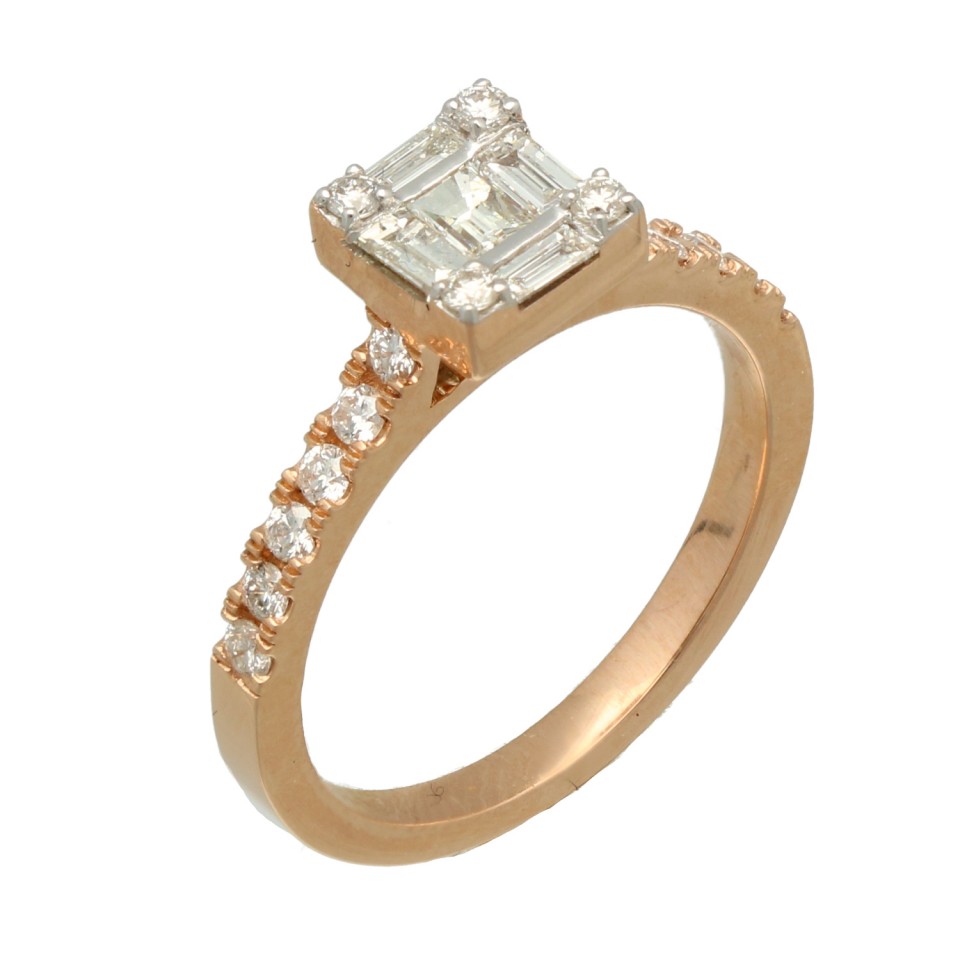Rosé gouden ring met 0.58 Ct Diamant