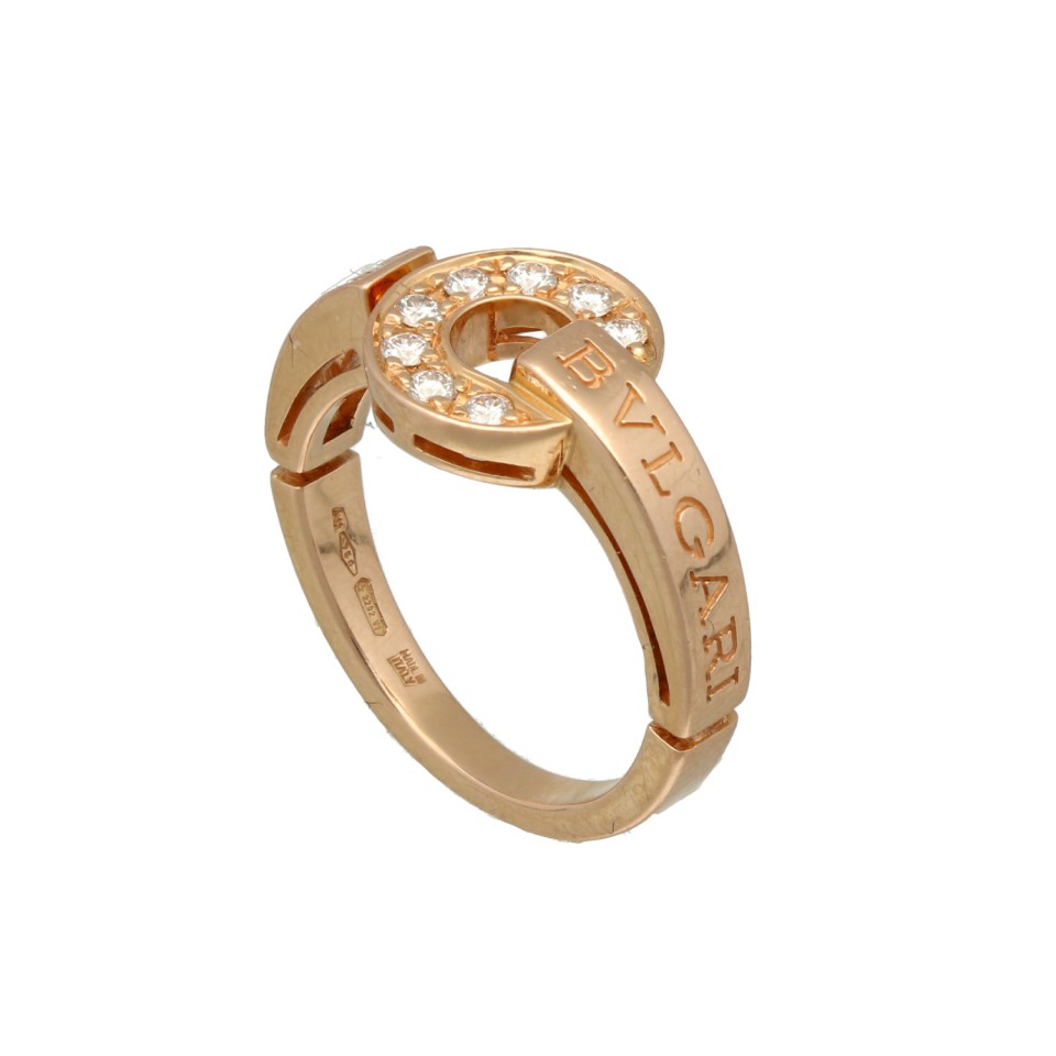 18Krt. rÃ³segouden ring ''Bulgari'' met Briljant 0.28Ct. VVSI