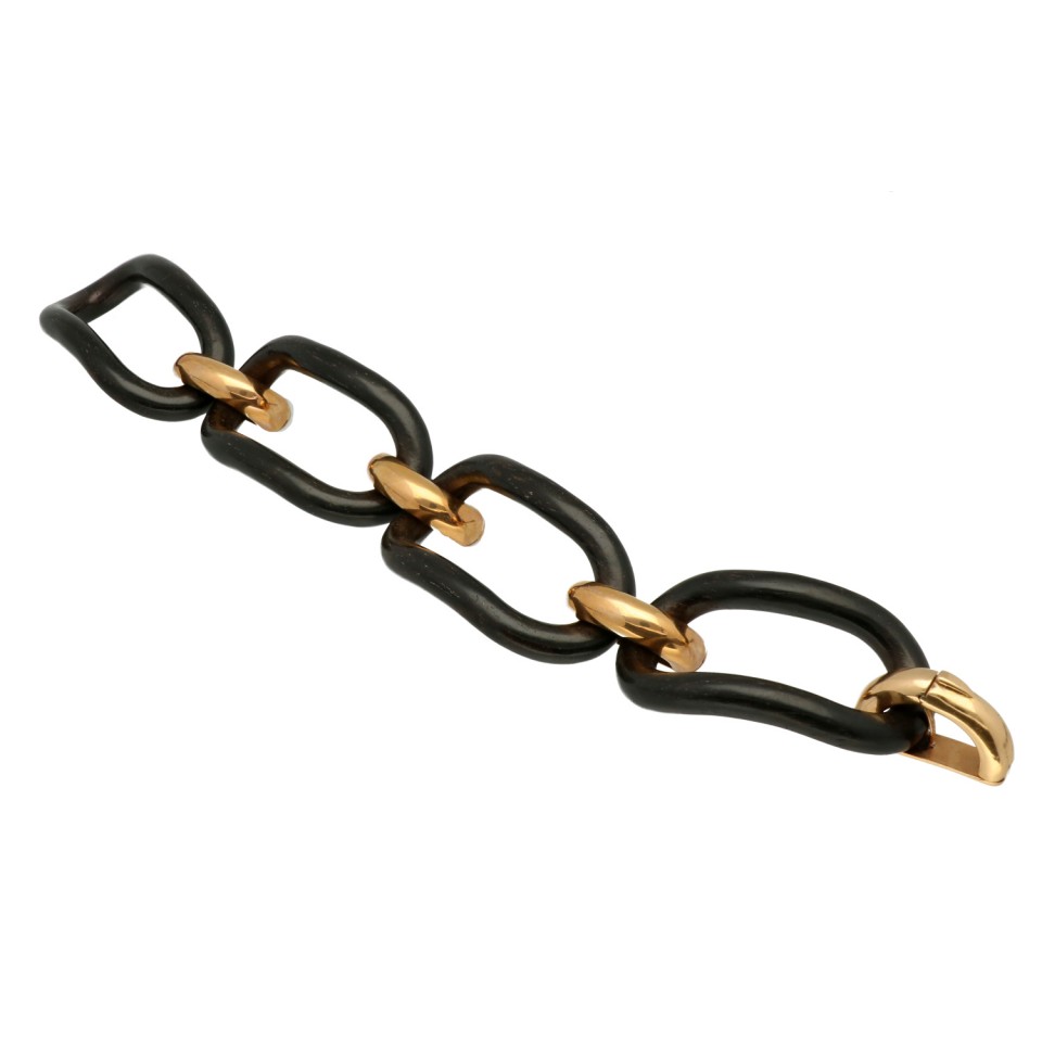 RosÃ© gouden armband met Ebbenhout, Italiaans design