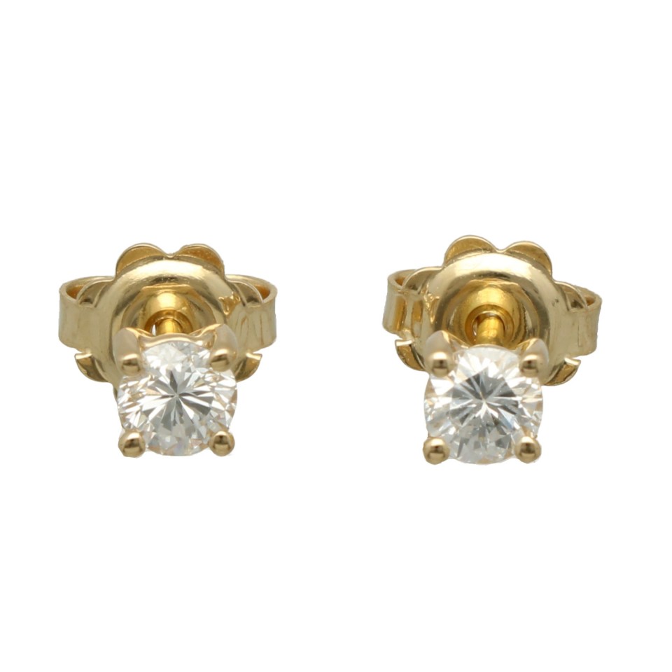 Geelgouden Solitair oorbellen 0.68 Ct