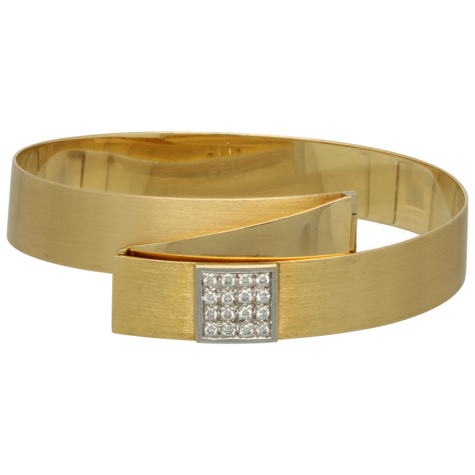 18 krt massief gouden armband met Briljant. Handgemaakt!