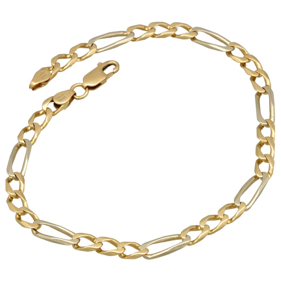 14 krt gouden Figaro armband.
