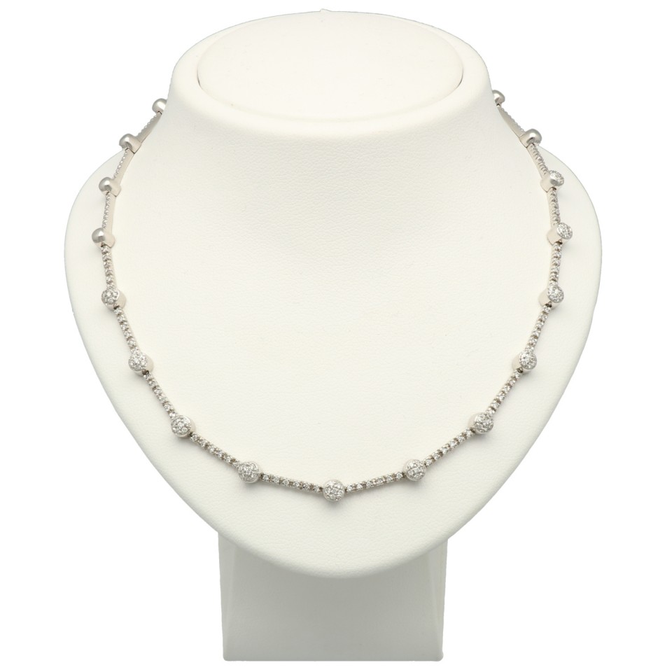 18 Krt witgouden collier met briljant ca. 1.00 Ct