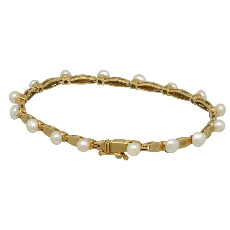 18 krt handgemaakte armband met CultivÃ© parels