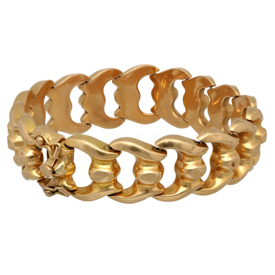 18Krt. Rose gouden brede Vintage armband 