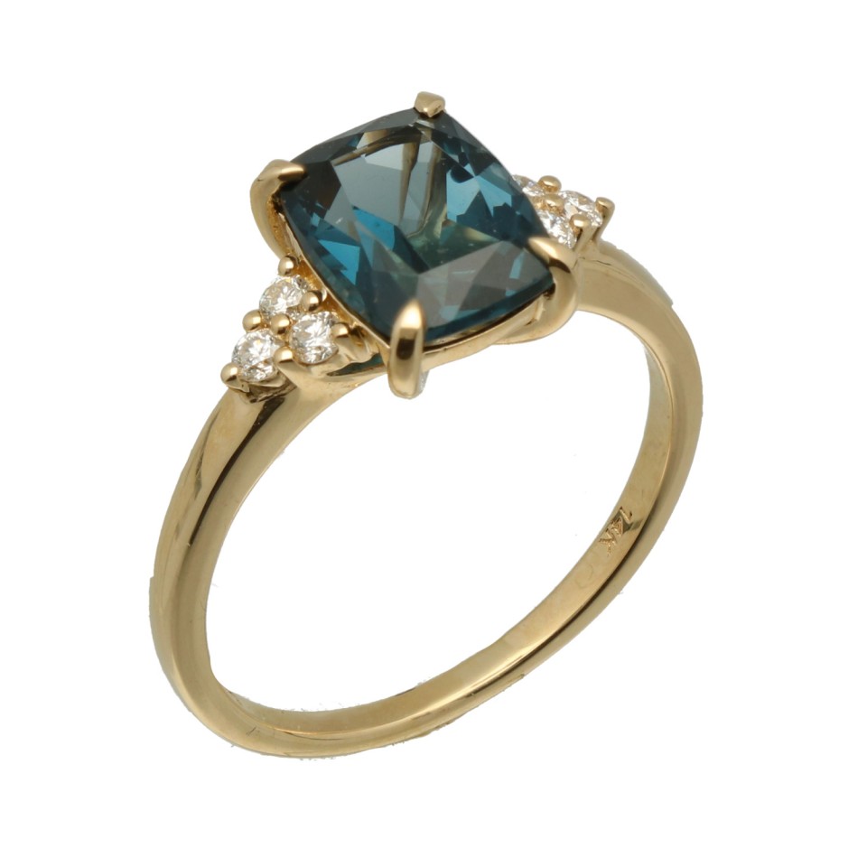14Krt. gouden ring ''London Blue Topaz'' Briljant