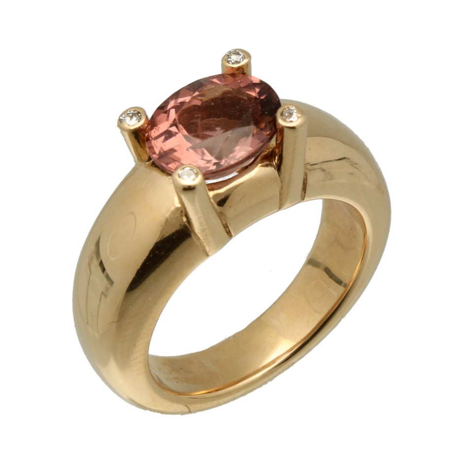 14Krt. gouden ''Bron Phlox ring'' Roze Toermalijn 