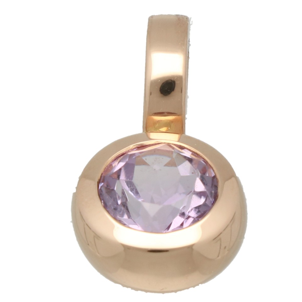RosÃ© gouden hanger van Bron met Amethist