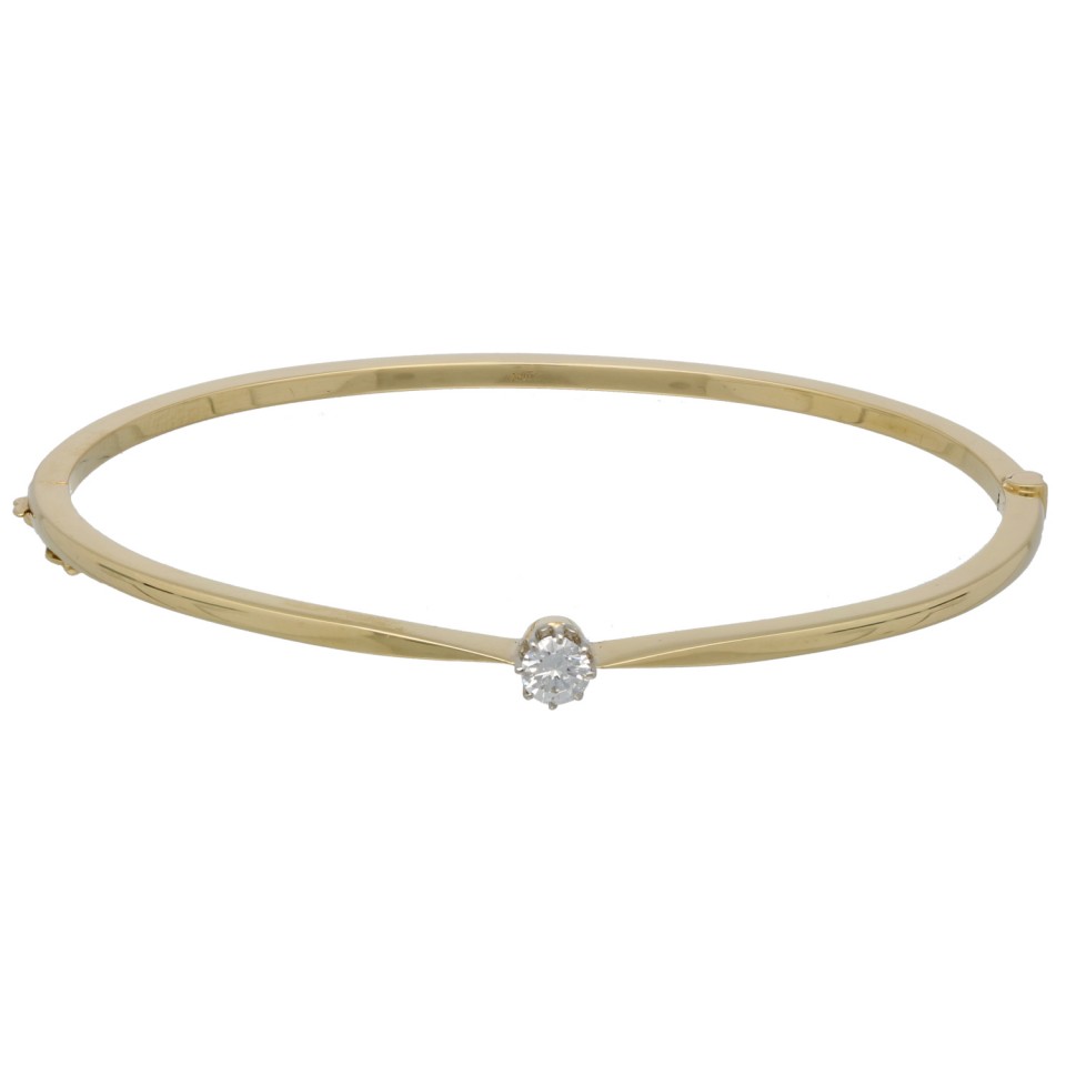 14Krt. gouden Bangle gezet met Briljant 0.30Ct.