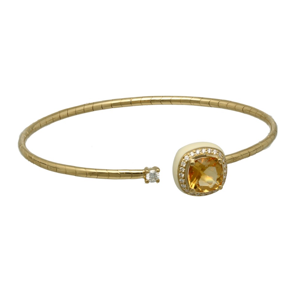 18 Krt. armband met Citrien, Briljant & Emaille