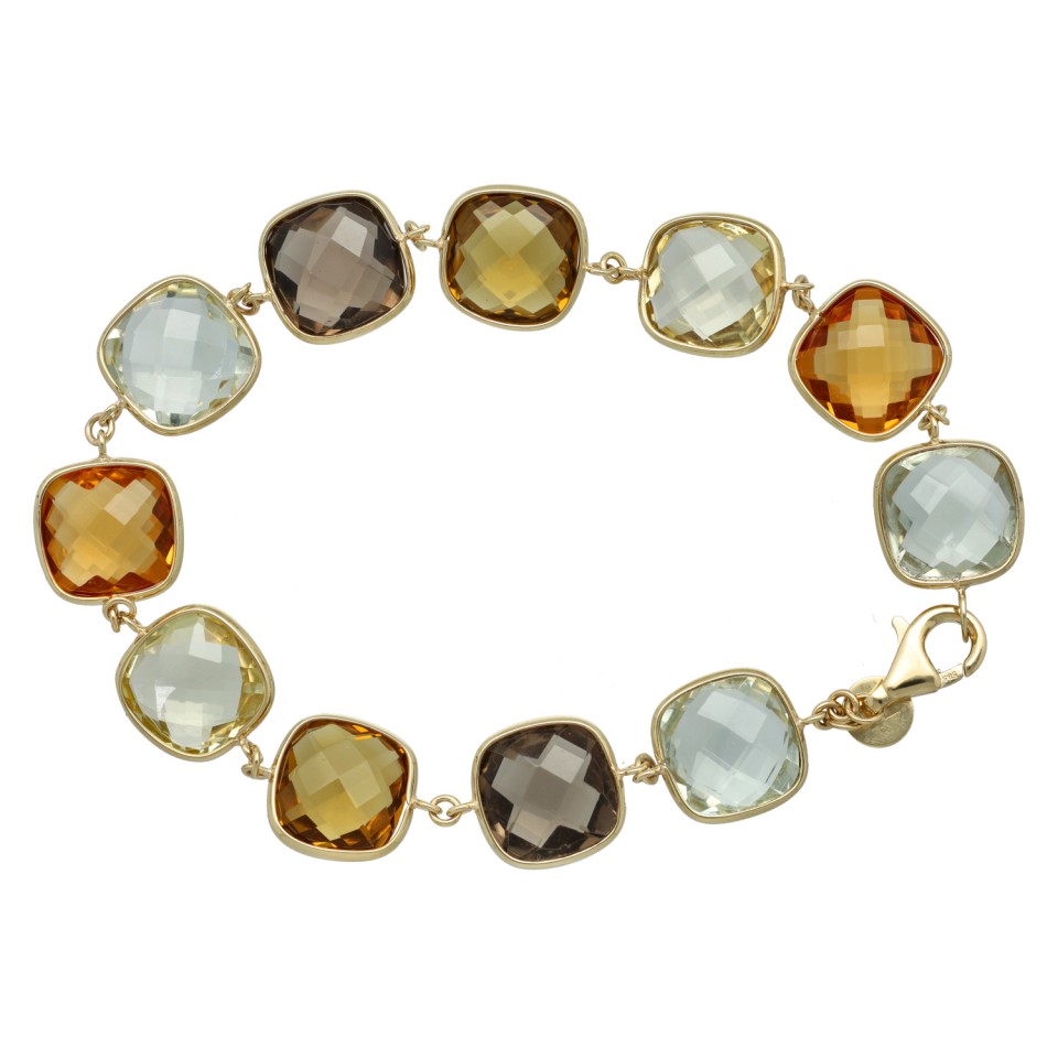 14 Krt. goud, armband met Citrien-Peridot-Topaas