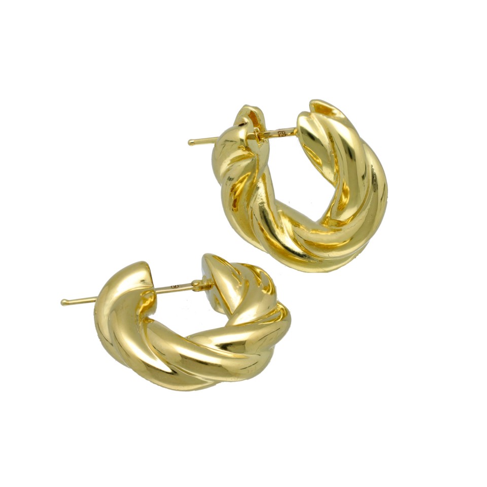 14 Krt Gouden gedraaide Oorringen.