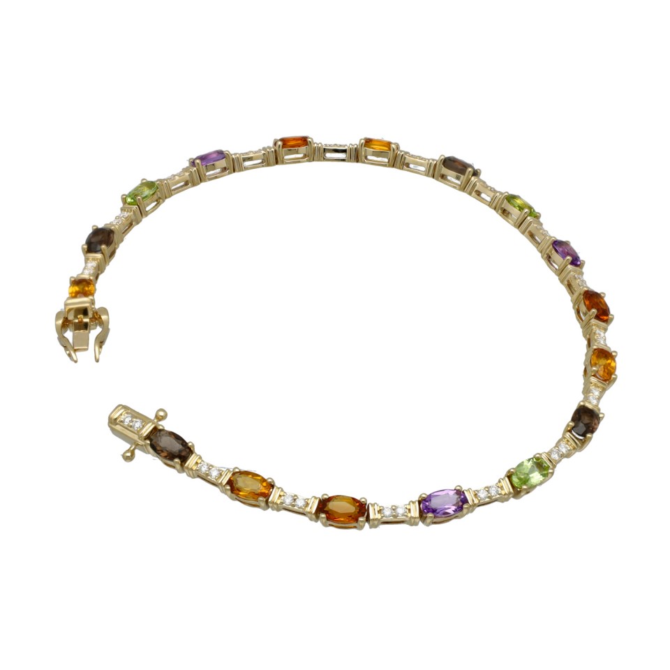 14Krt gouden 'Rainbow' armband Diverse kleurstenen