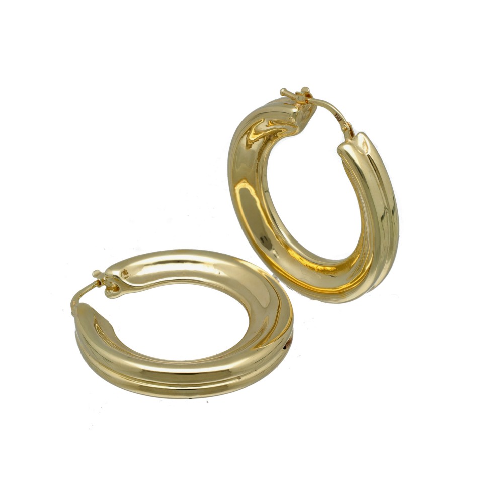 14 Krt Geelgouden Oorringen 32mm