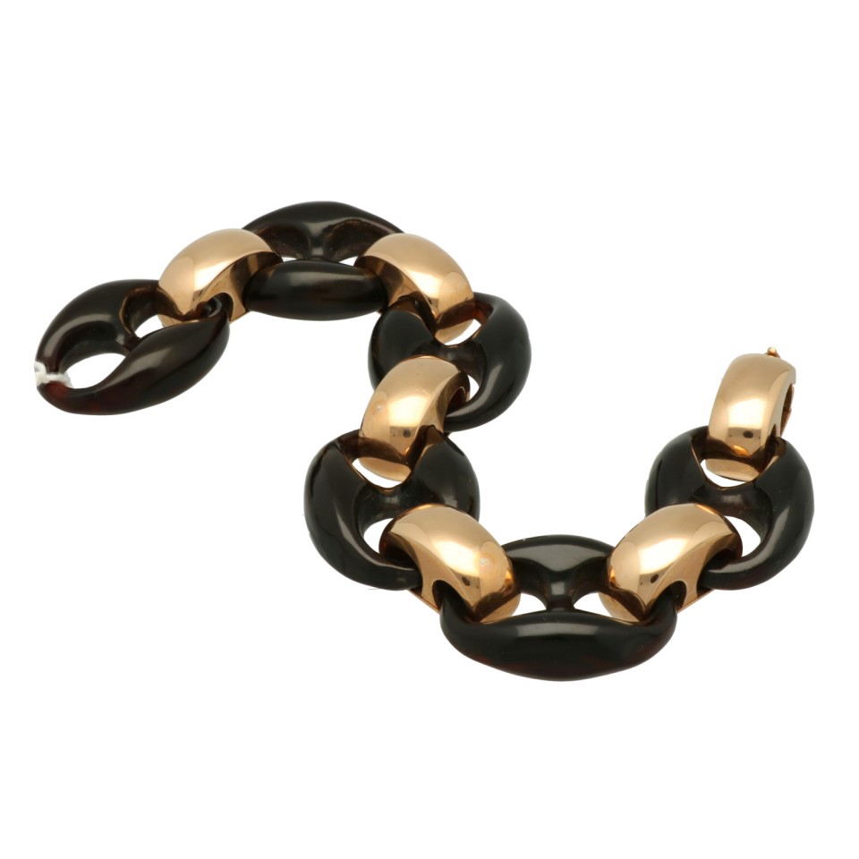 RosÃ© Gouden Armband met Koffieboon schakels