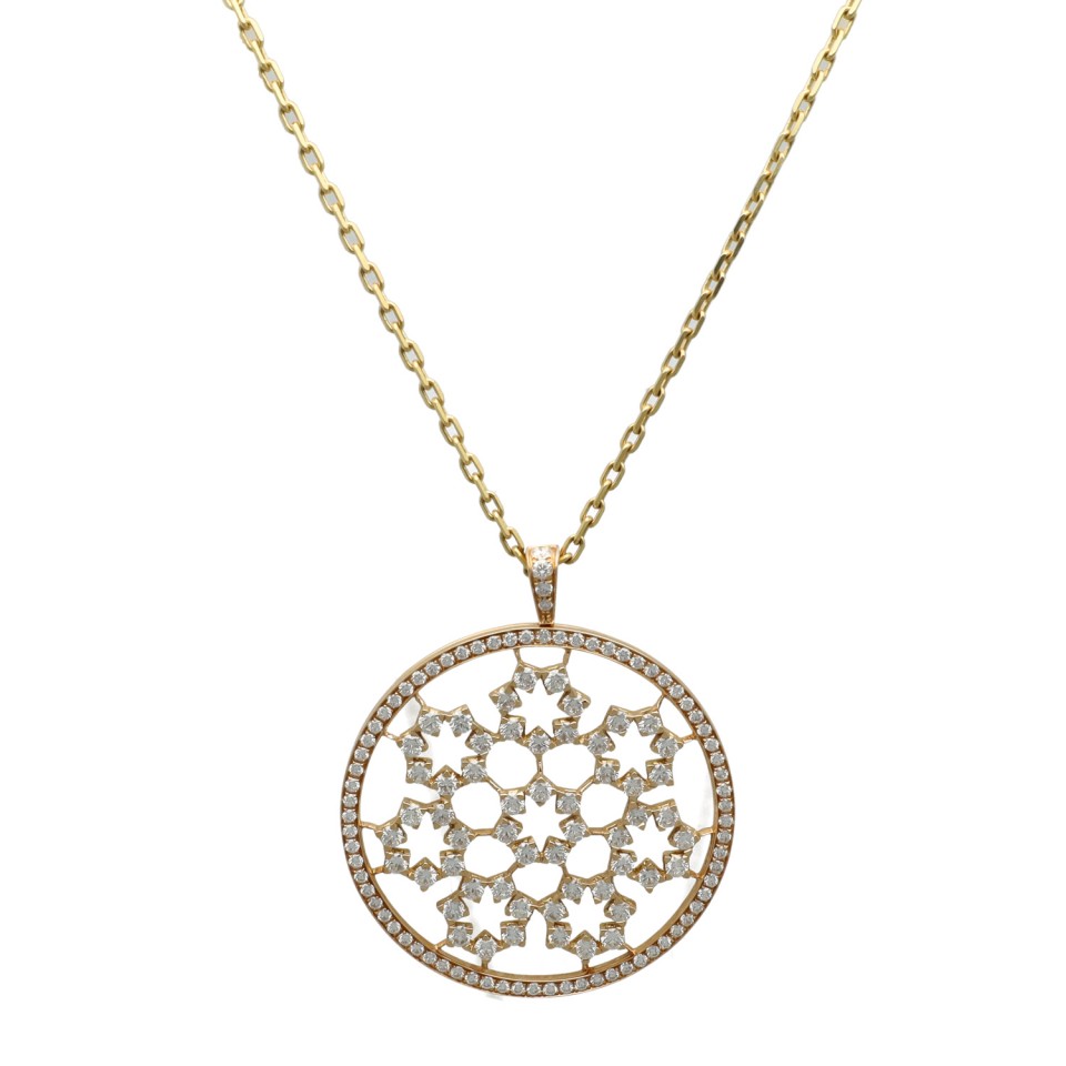 18 Krt. Exclusieve Rosé gouden hanger met Briljant ca.5 Ct