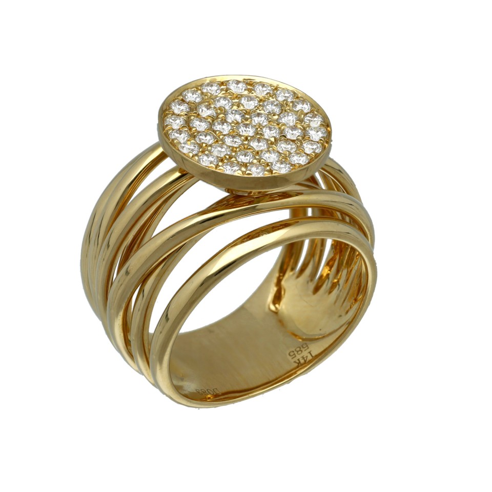 14Krt. gouden Slag ring PavÃ© gezet met Briljant 0.83Ct. 