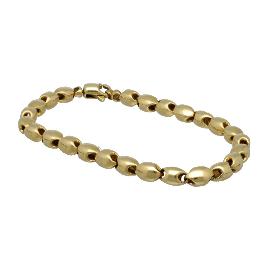 Geelgouden 14 krt fantasie armband.