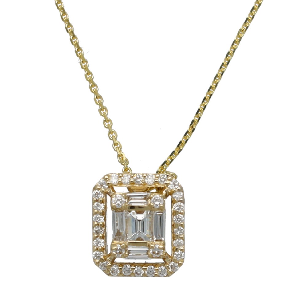 14 Krt. collier met diamanten hanger.