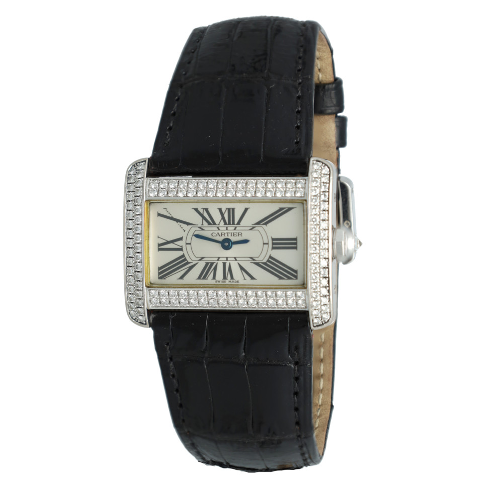 18 Krt. witgoud Cartier Tank Divan Diamonds