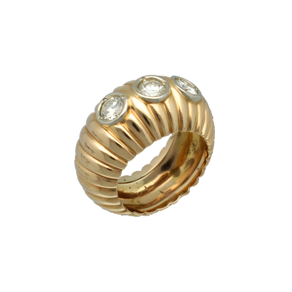 Massief Gouden Ring met 3 Briljanten ca. 1.20 Ct