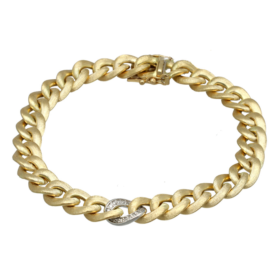 14 Krt Gouden Gourmet Armband met Briljant.
