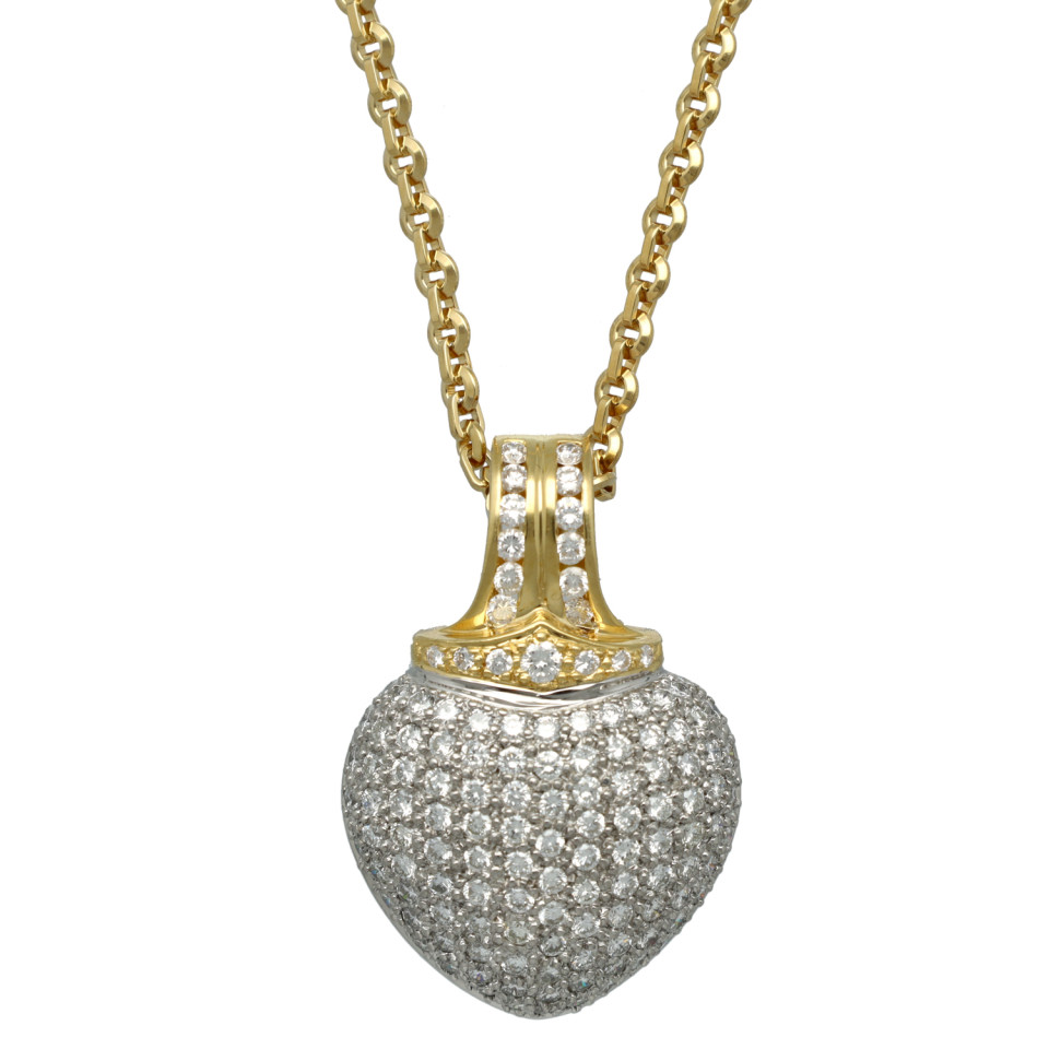 18 Krt Goud Platina hart met Briljant 2.5Ct. excl. collier