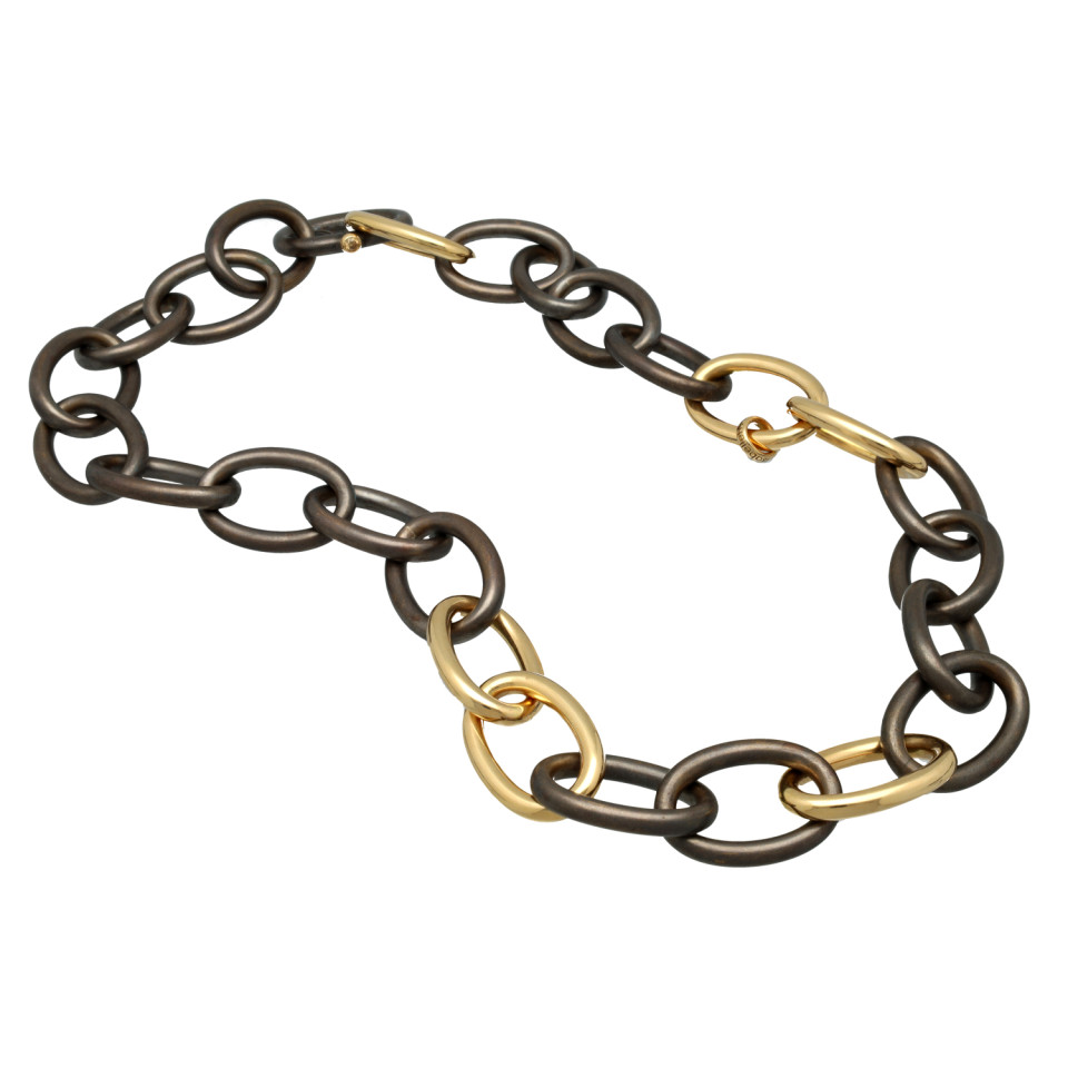 18Krt rosegoud en bronze collier 'IsabelleFa' 0.14Ct Diamant