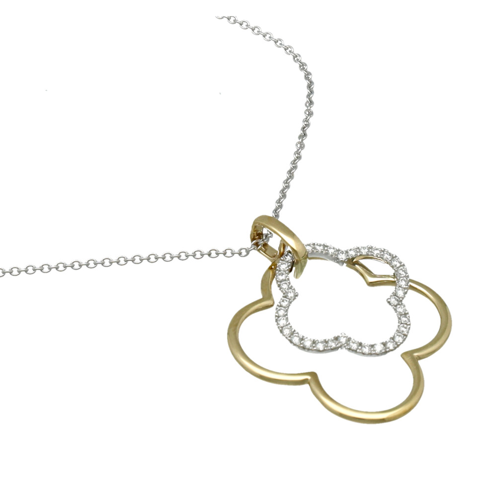Witgouden Collier met Diamanten hanger.