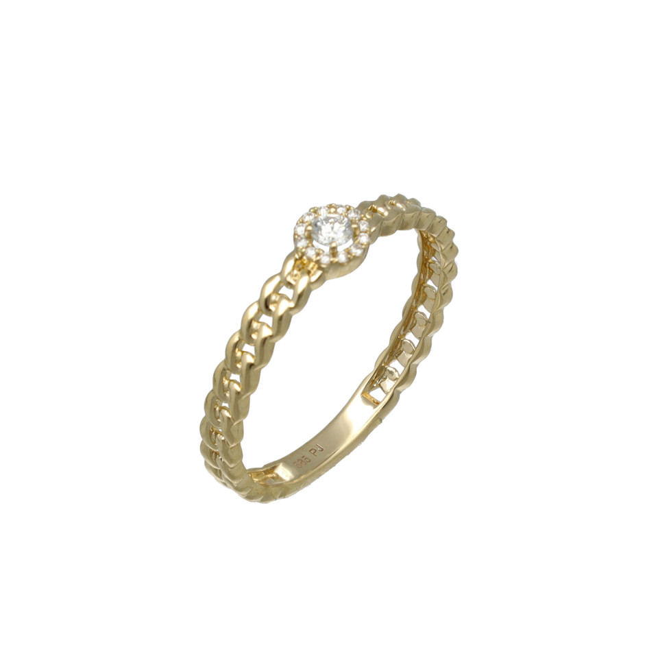 14 Krt Fantasie Ring Briljant 0.10 Ct