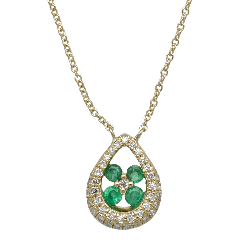Gouden ketting met Smaragd/Diamant hanger