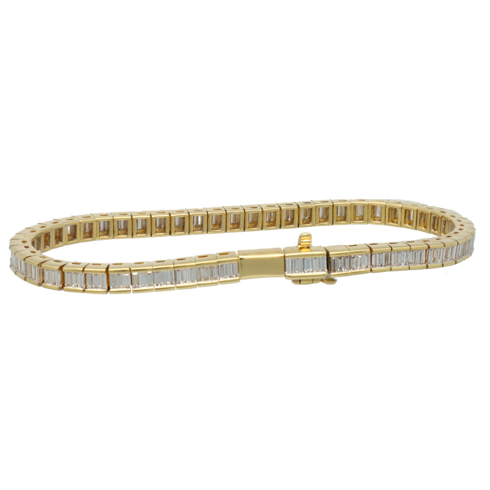 18 Krt Tennisarmband met Baguette Diamant ca. 4.50 Ct
