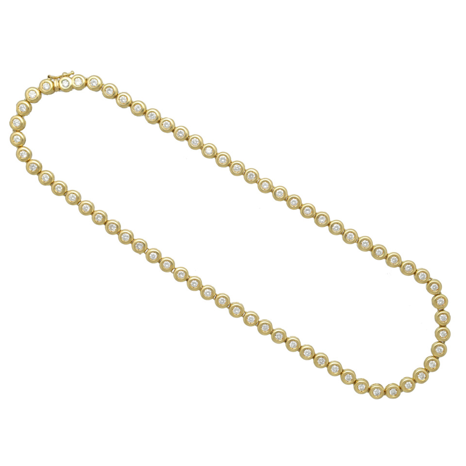 18Krt. geelgoud Tennis collier 6.7Ct. Briljant 