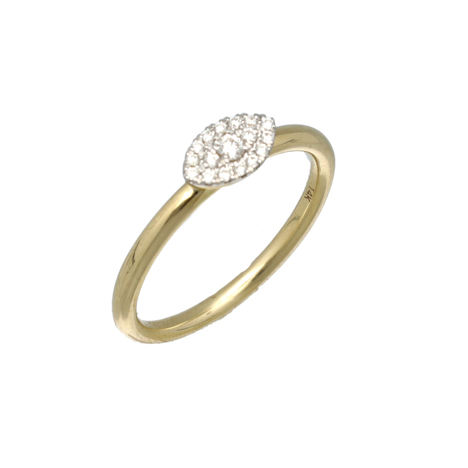 14 Krt Marquise Entourage ring met Briljant 