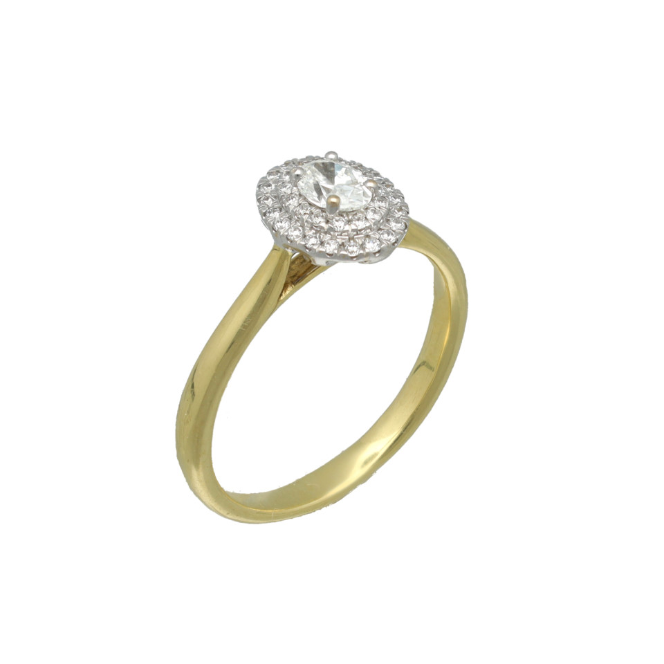 18 Krt. Gouden ring Ovale Briljant GIA 0.30Ct. 