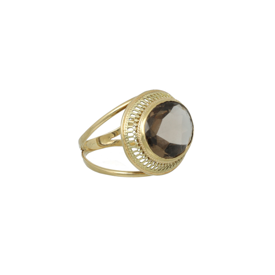 14 Krt gouden ring met Rook Topaas