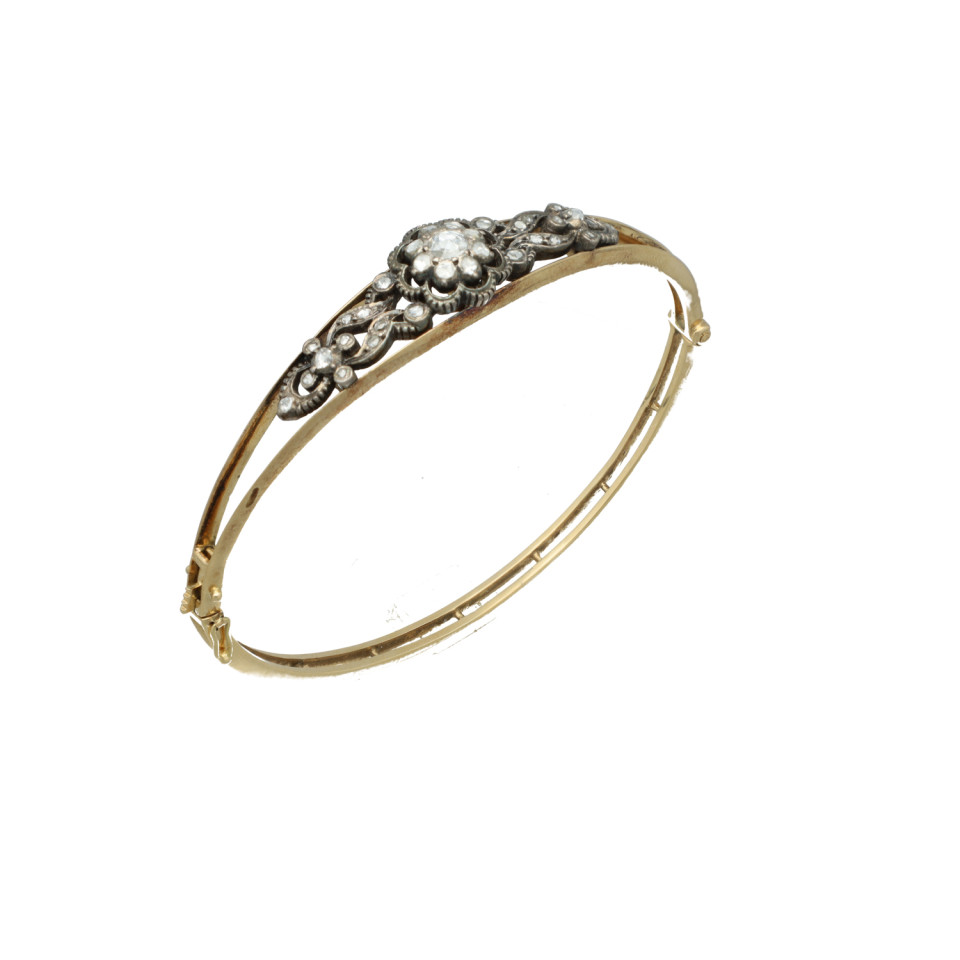 Antiek Gouden Armband met Roos Diamant