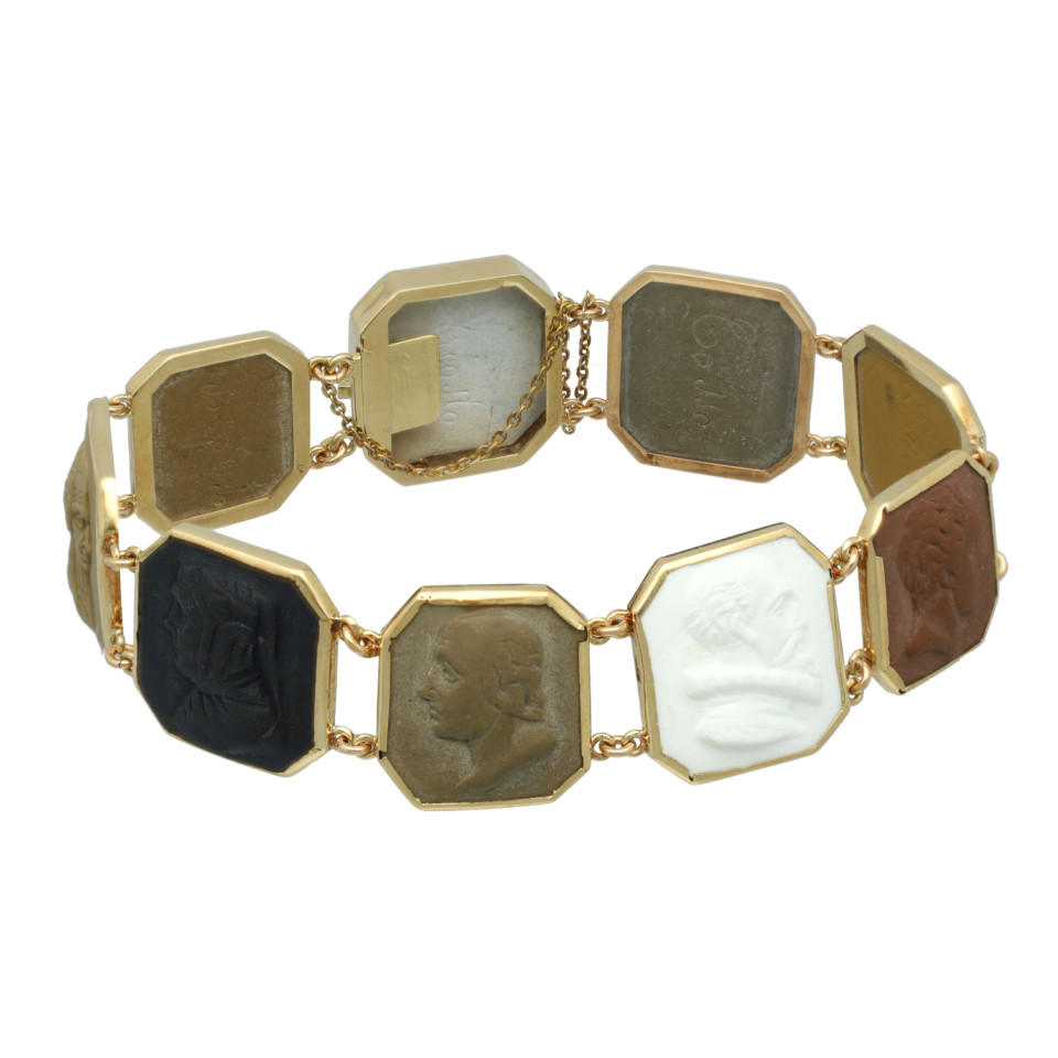 Antiek Gouden Lava Camee Armband