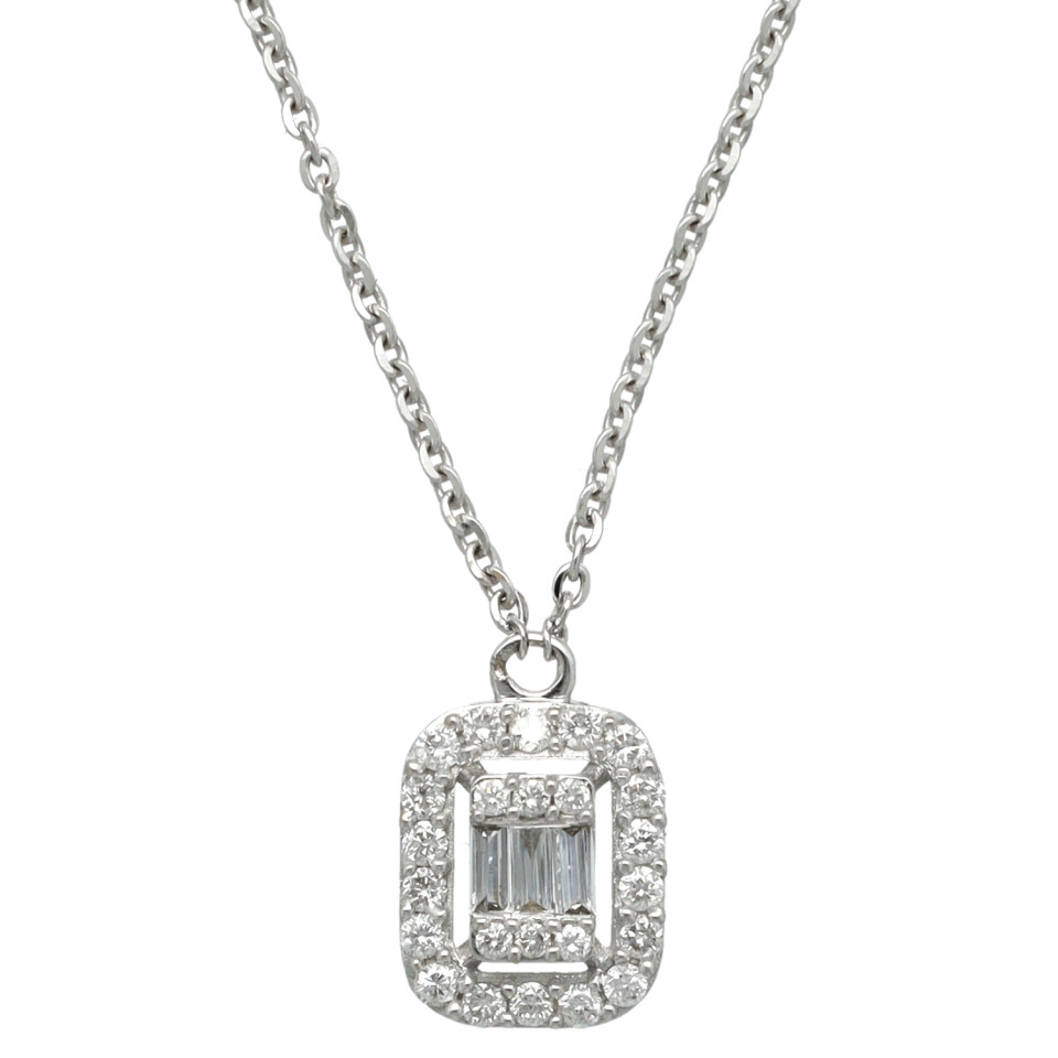 Witgouden  collier met Diamant 0.17 Ct
