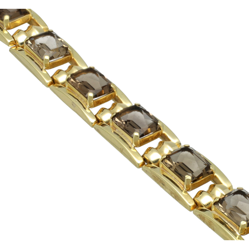 Vintage Gouden Armband bezet met Rookkwarts