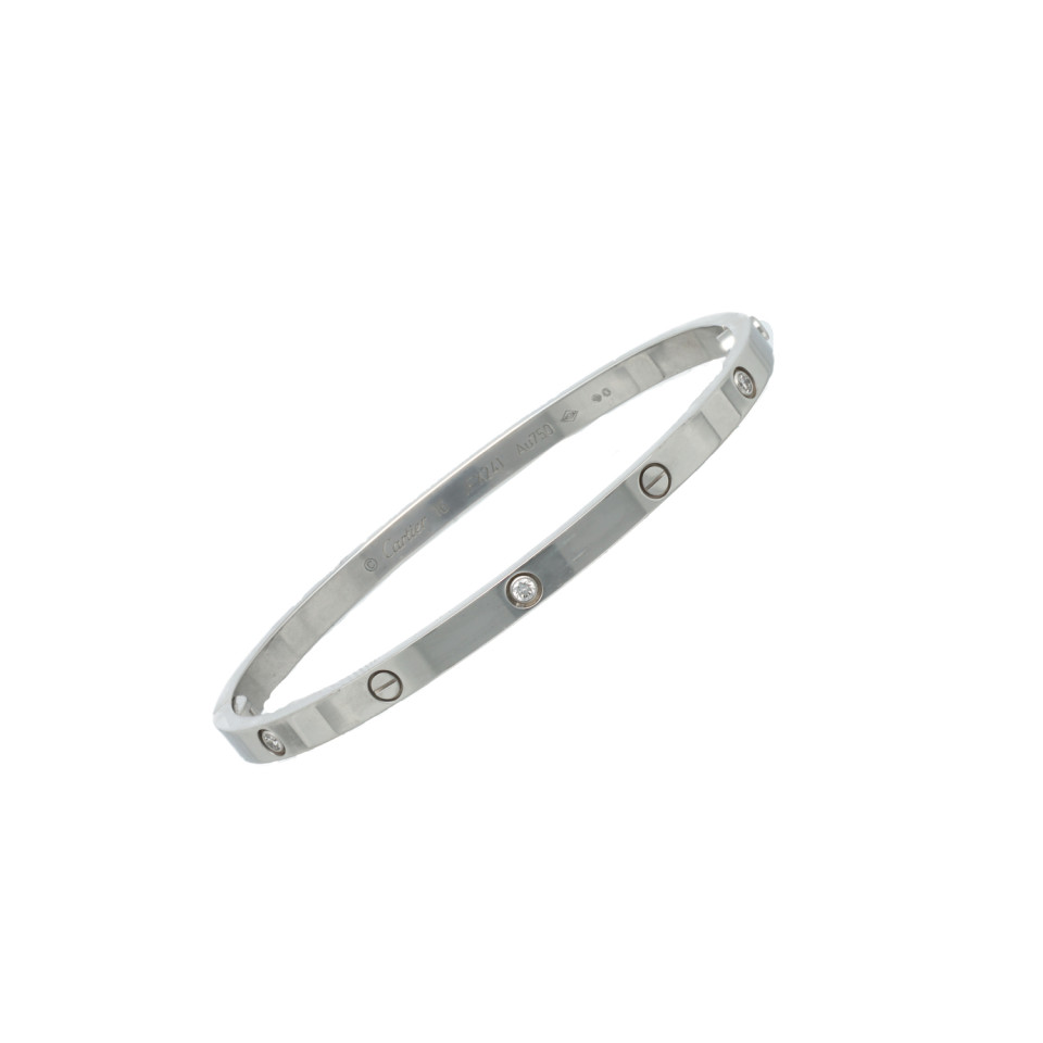 Witgouden Cartier Love Armband met Diamant smal model