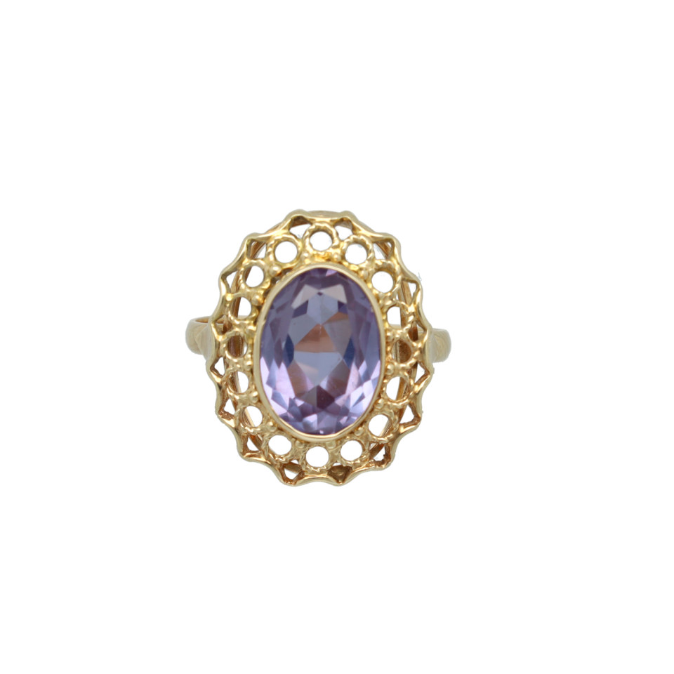 Geelgouden ring met Amethist