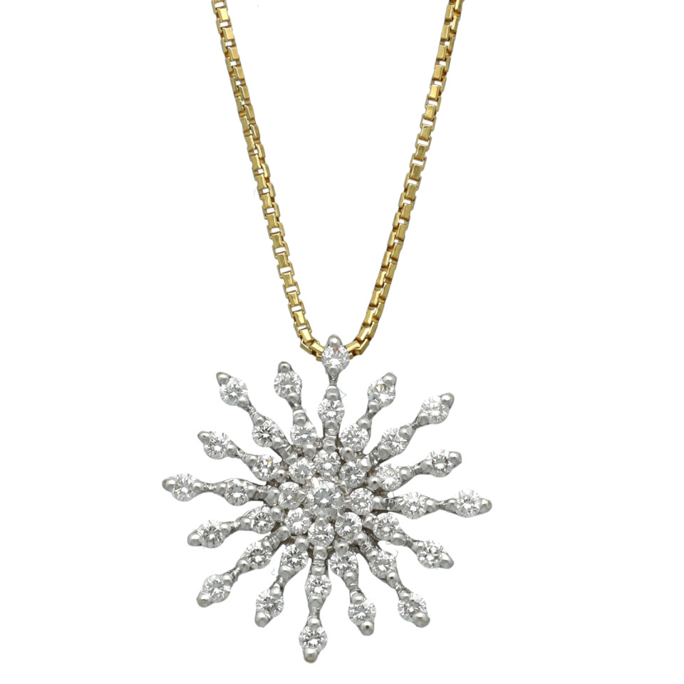 Geelgouden collier stervorm met diamant
