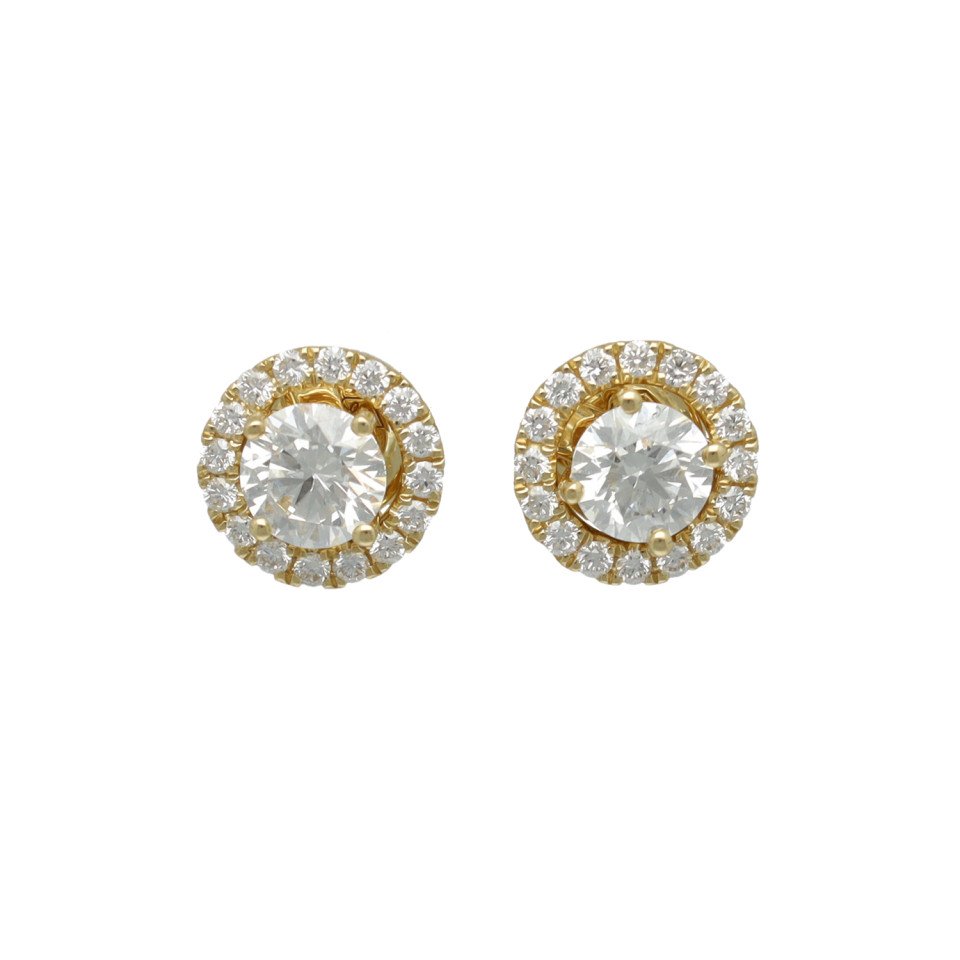 Geelgouden 18 krt oorknoppen diamant incl.IGI rapport