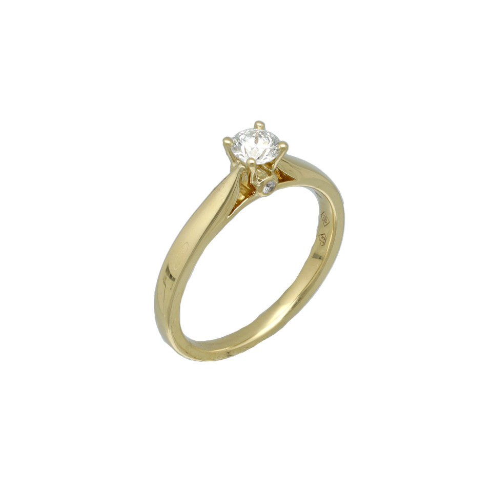 Geelgouden solitairring Diamant 0.51 Ct