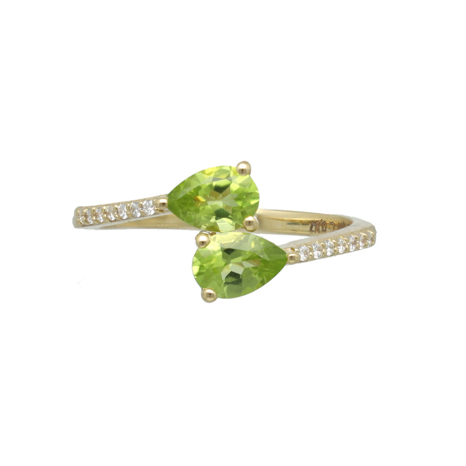 Geelgouden ring met peridot en diamant