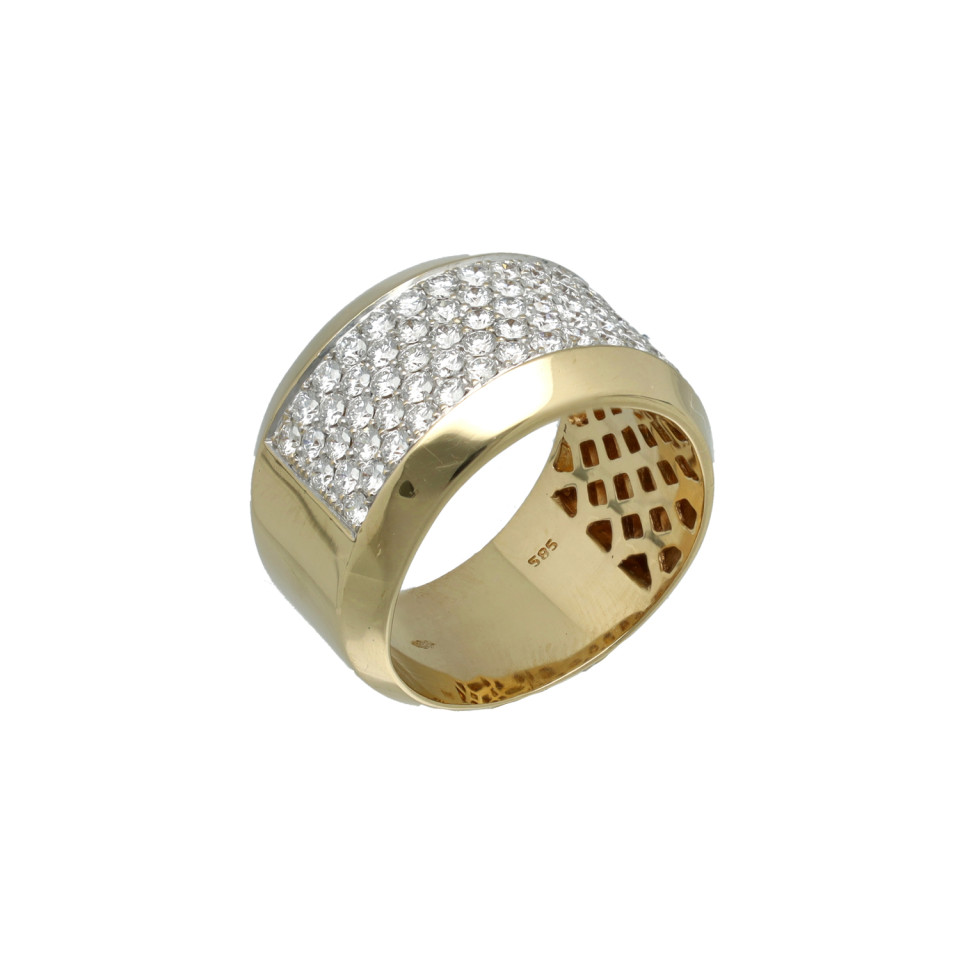Geelgouden ring Pave Briljant zetting