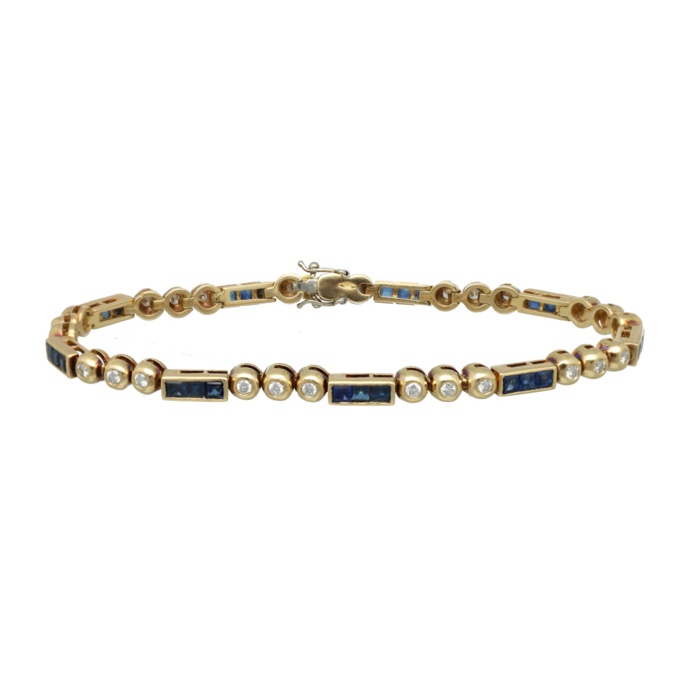 Geelgouden armband met saffier en briljant 
