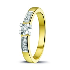 Geelgouden Briljant ring 0.16 Ct.